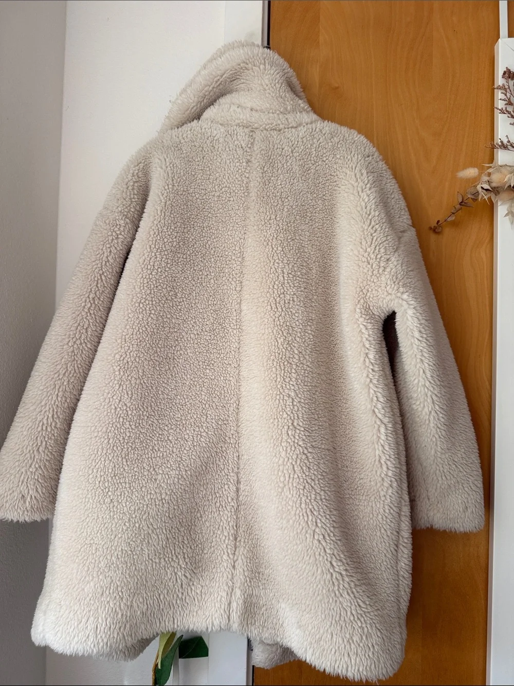 GAP Kids Girls Cream Teddy Coat with Button Front